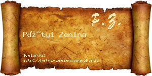 Pétyi Zenina névjegykártya